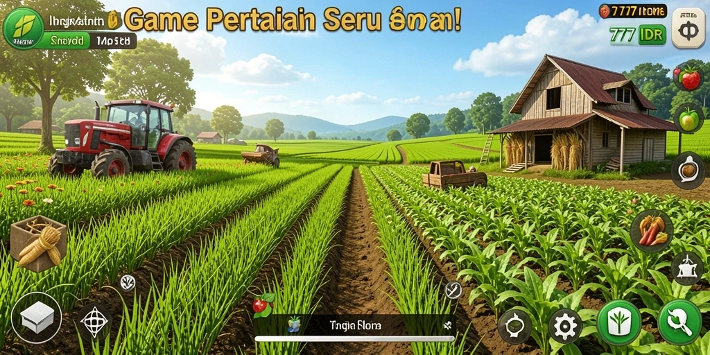 Screenshot gameplay 777IDR menampilkan petani yang sedang menanam tanaman.