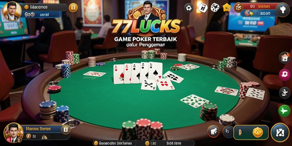 Tampilan menarik dari gameplay Poker di 77LUCKS.