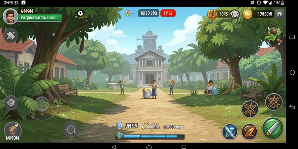 Screenshot 9N9N menampilkan gameplay menarik dan warna-warni.