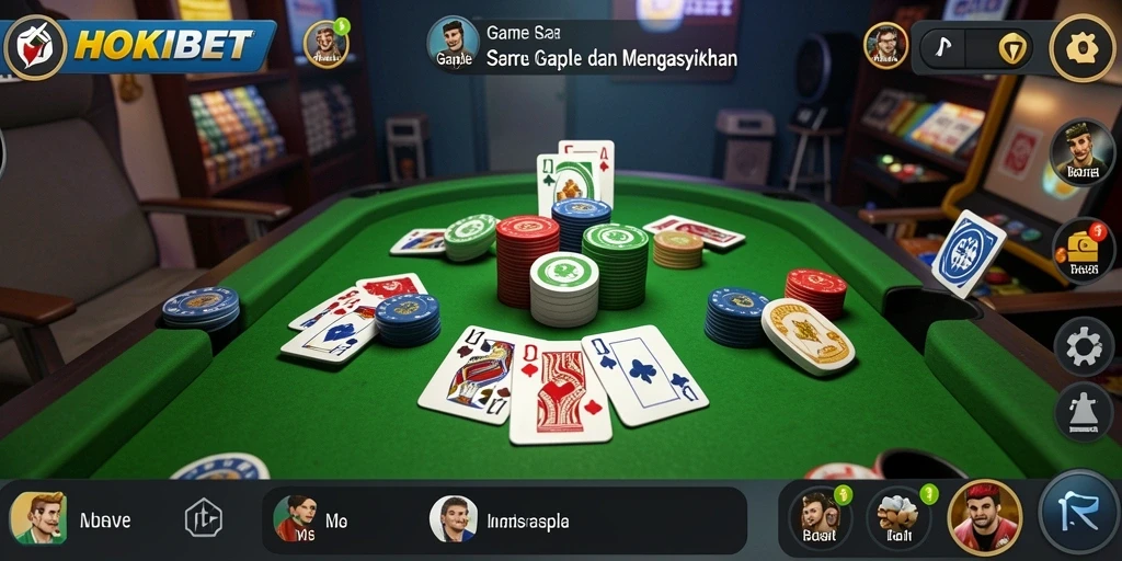 Tampilan gameplay Gaple yang menarik dan seru di HOKIBET.