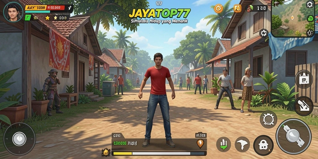 Tangkapan layar gameplay JAYATOP77 yang menampilkan interaksi sosial dan pilihan karakter.