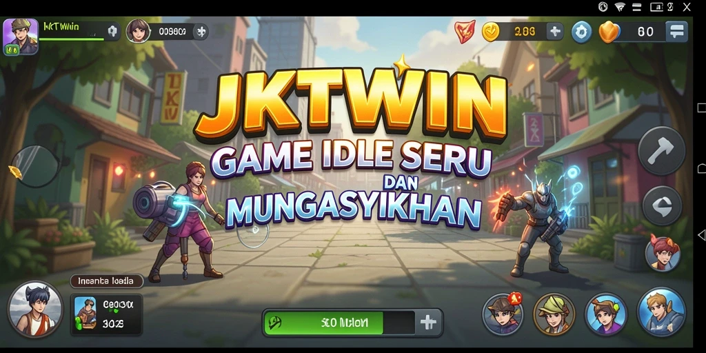 Tampilan gameplay JKTWIN dengan karakter yang berkembang dalam mode Idle.