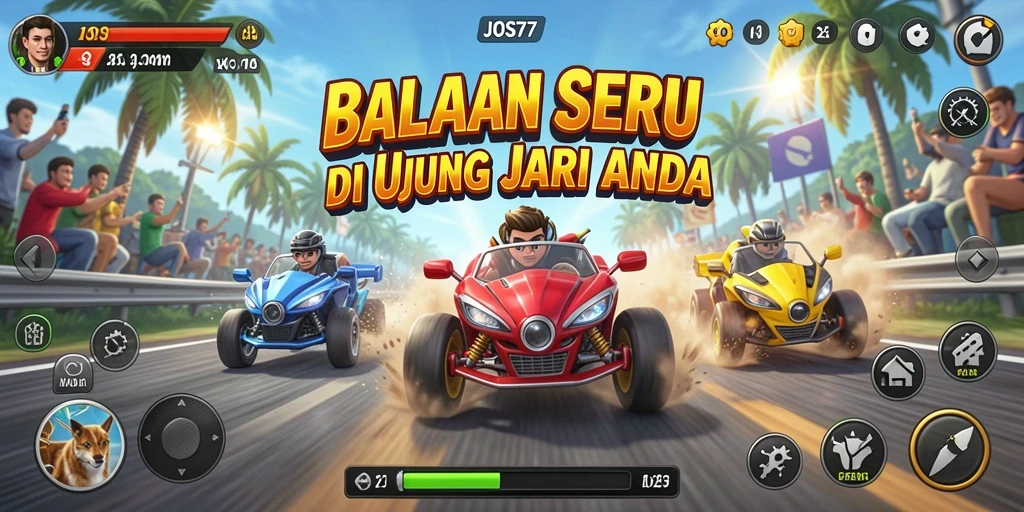 Gameplay JOS77 dengan balapan penuh kecepatan dan ketegangan.