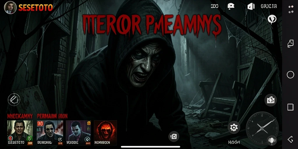 Screenshot gameplay SESETOTO menampilkan suasana gelap dan mencekam saat menjelajahi lokasi angker.