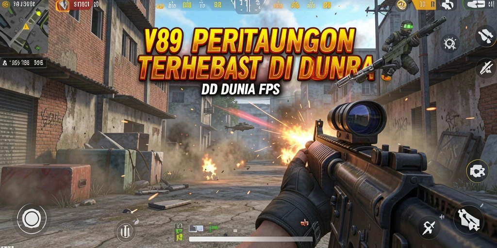 Tampilan gameplay V89 yang mendebarkan penuh aksi FPS.